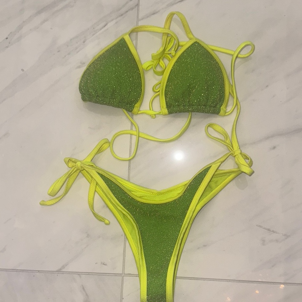 Green and Yellow Bikini Set
